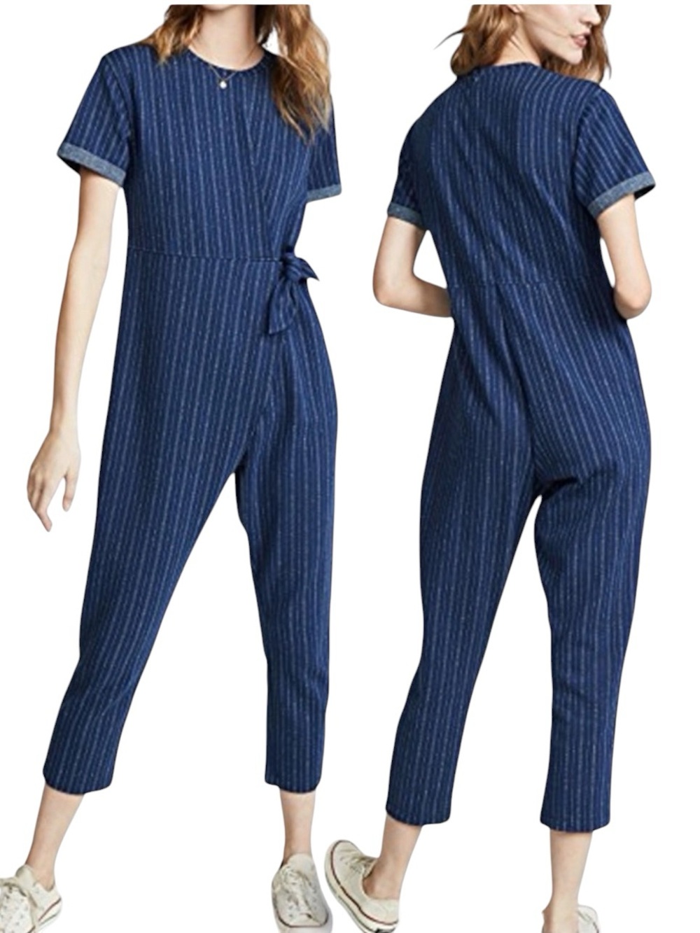 HATCH The Lolo Maternity Jumpsuit Voyage Stripe Pregnancy Cotton Silk Blend OS